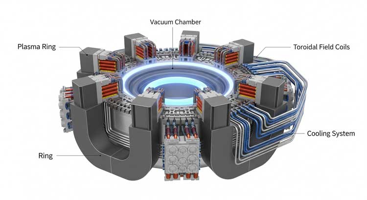 Nuclear Fusion Explained Simply: What It Is and How It Works Diagram showing how a tokamak fusion reactor works