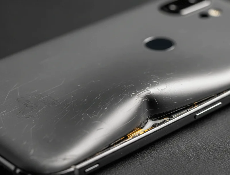 Phone Battery Swelling: How to Stop It Safely Close-up of a swollen smartphone battery causing the phone’s back cover to bulge