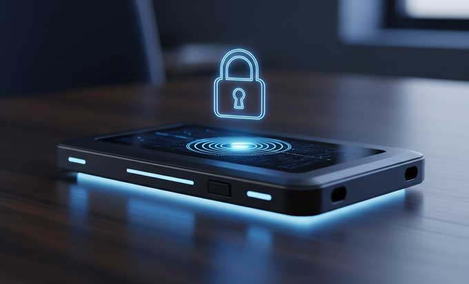 Digital Wallet Security: A Complete Guide to Protecting Your Wallet in 2025 Hardware cryptocurrency wallet with a glowing lock icon, illustrating secure cold storage for digital assets.