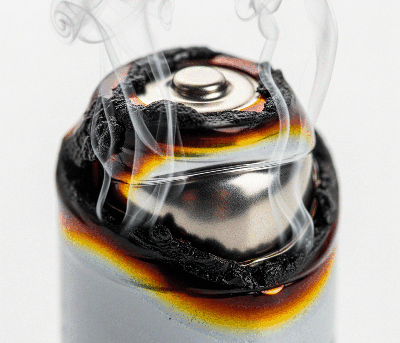 lithium-ion battery showing signs of thermal runaway